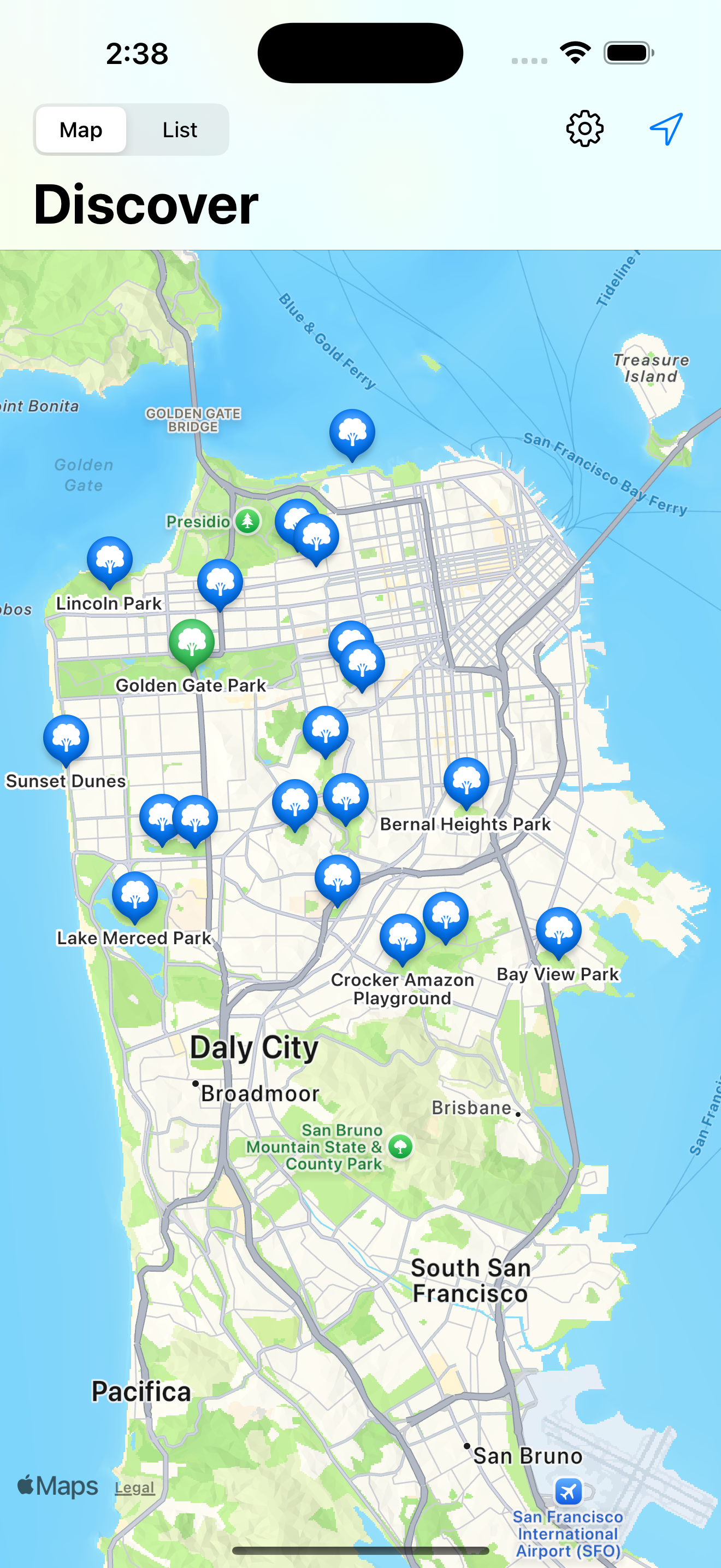 Map View of Parks